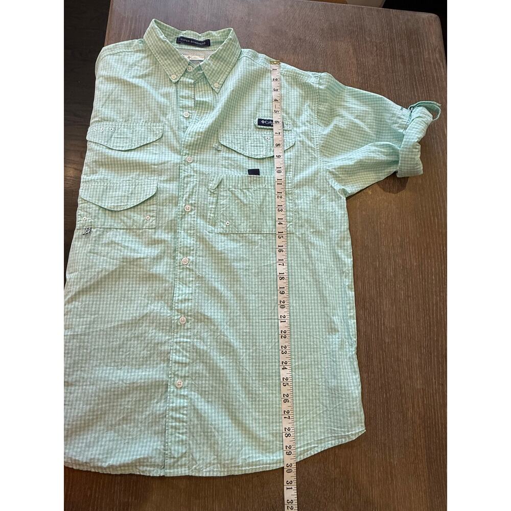COLUMBIA Super Bonehead Mint checked gingham Long Sleeve PFG  Shirt Top Men M - Picture 7 of 8